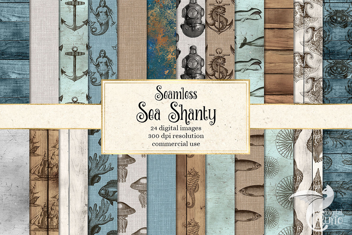 Sea Shanty Digital Paper in Textures - product preview 8
