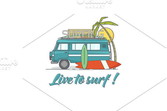 Vector line surf illustrations. in Illustrations - product preview 1