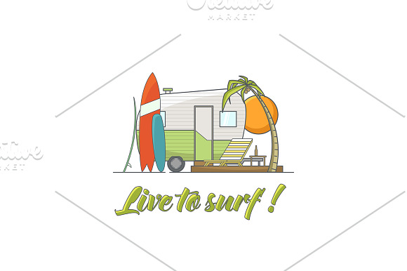 Vector line surf illustrations. in Illustrations - product preview 3