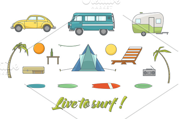 Vector line surf illustrations. in Illustrations - product preview 5