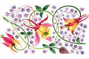Ornament for flower vase watercolor