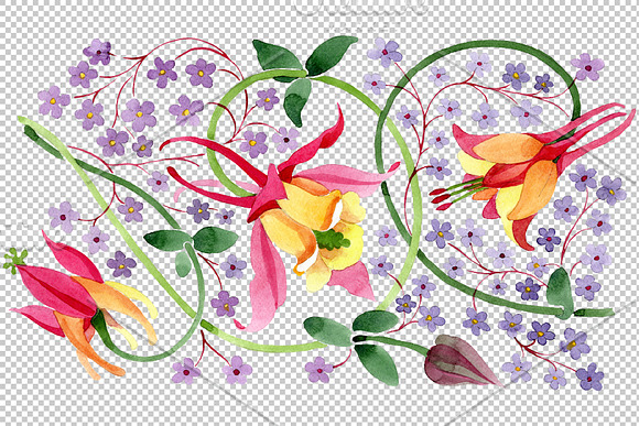 Ornament for flower vase watercolor in Illustrations - product preview 1