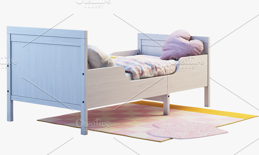 Children's bed 3d model in Furniture - product preview 6