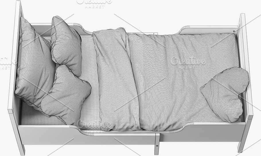 Children's bed 3d model in Furniture - product preview 8