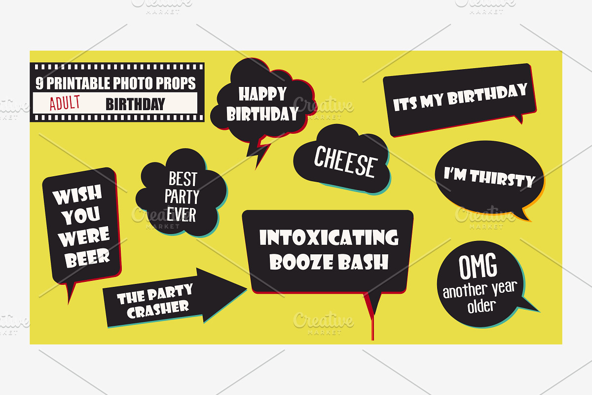 Birthday photo booth props vector in Illustrations - product preview 8