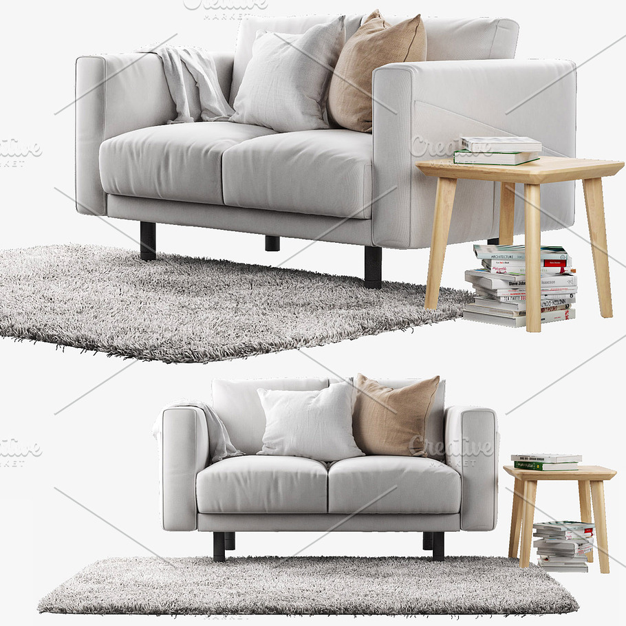 Two-seat sofa 3d model in Furniture - product preview 6