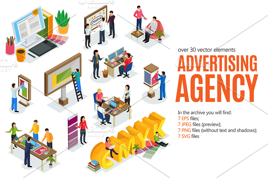 Advertising Agency Set in Illustrations - product preview 8