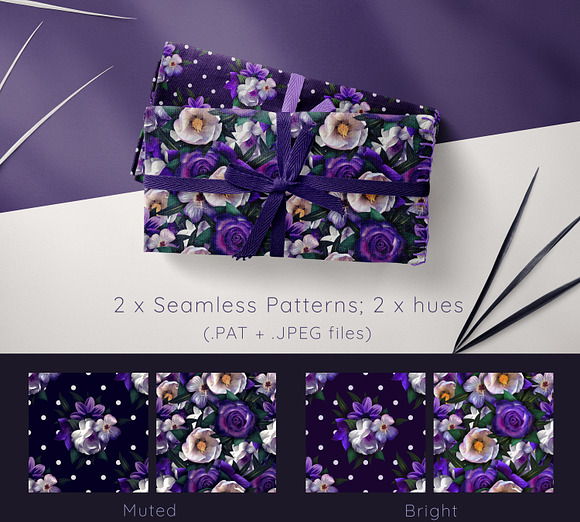 Moody Midnight Floral Clipart in Illustrations - product preview 1