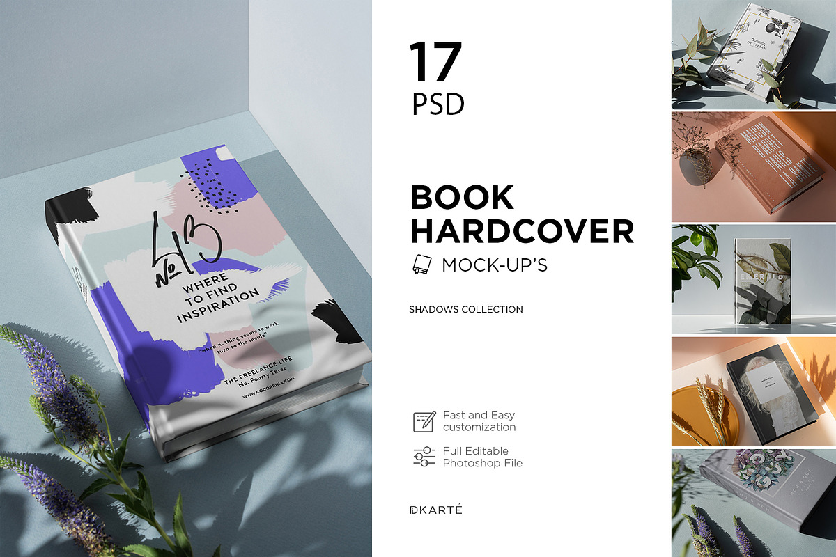 Book Hardcover Shadows Collection in Print Mockups - product preview 8