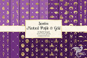 Purple & Gold Nautical Digital Paper