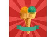 Orange and mint cone ice cream