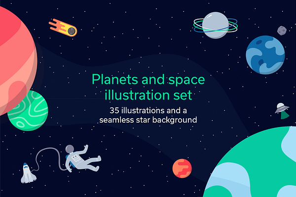 Planets and Space Illustration Set