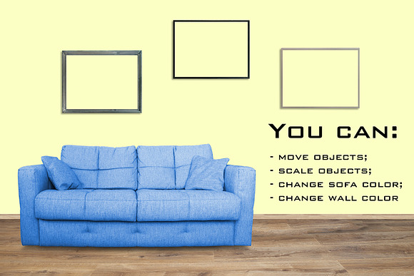 Mockup interior with sofa in a room in Scene Creator Mockups - product preview 3