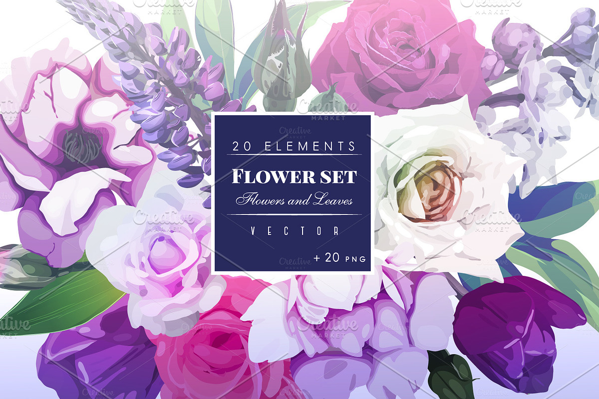Flower set EPS in Illustrations - product preview 8