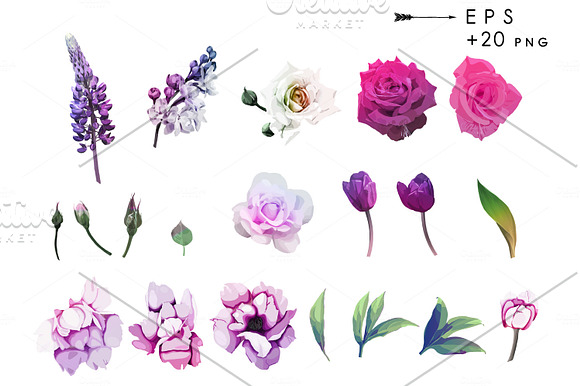 Flower set EPS in Illustrations - product preview 1