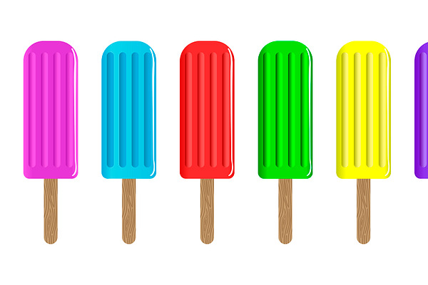Set of diferent colors popsicles