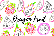 Watercolor Dragon Fruit Clipart