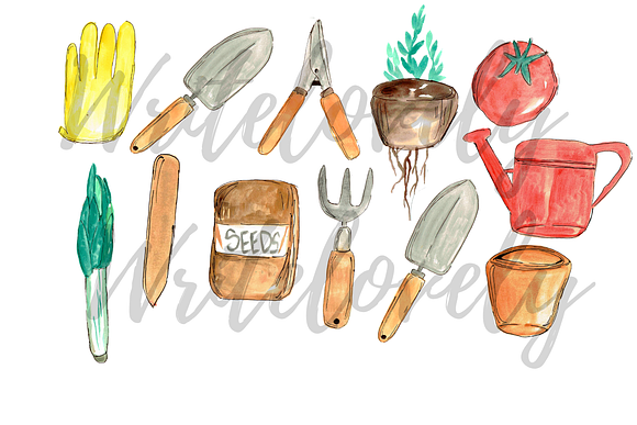 Watercolor Garden Clipart in Graphics - product preview 1