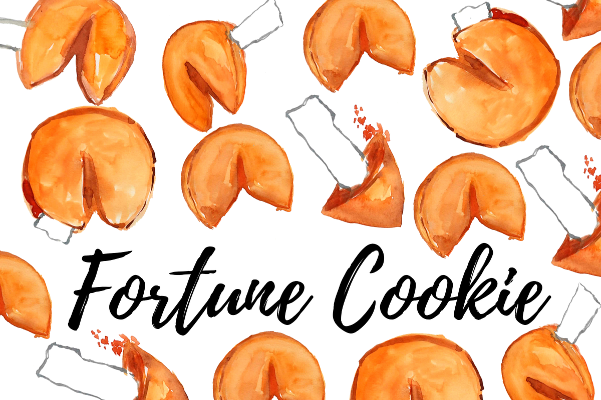 Watercolor Fortune Cookie Clipart in Illustrations - product preview 8