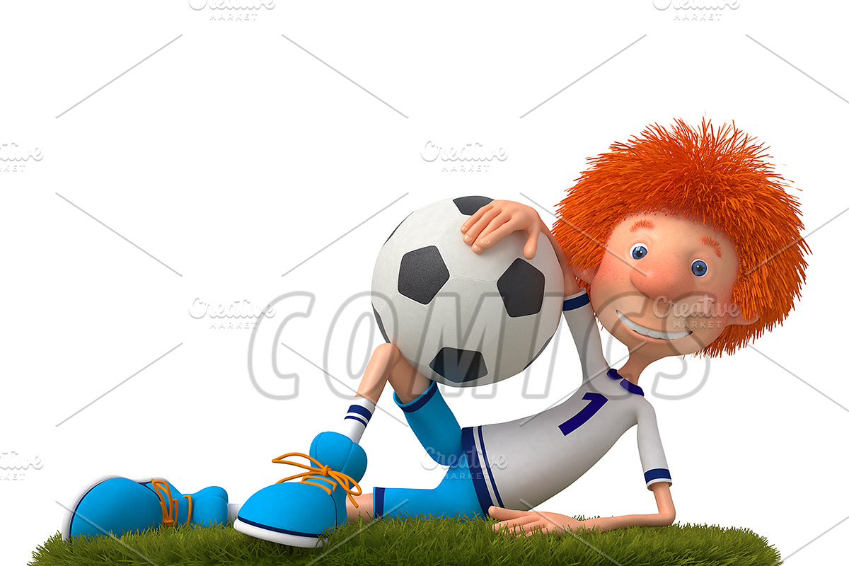 3d boy football player in Illustrations - product preview 8