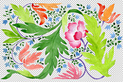 Ornament of wildflowers watercolor