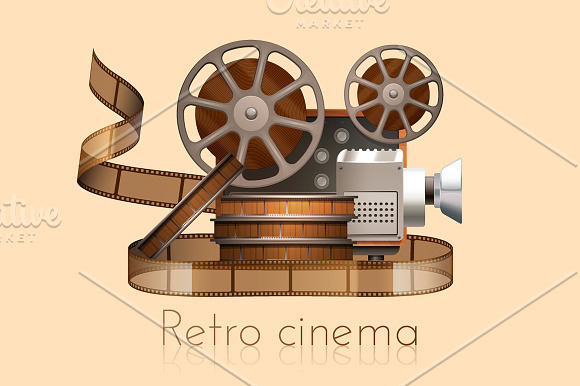 Retro Movie Camera Set in Illustrations - product preview 2