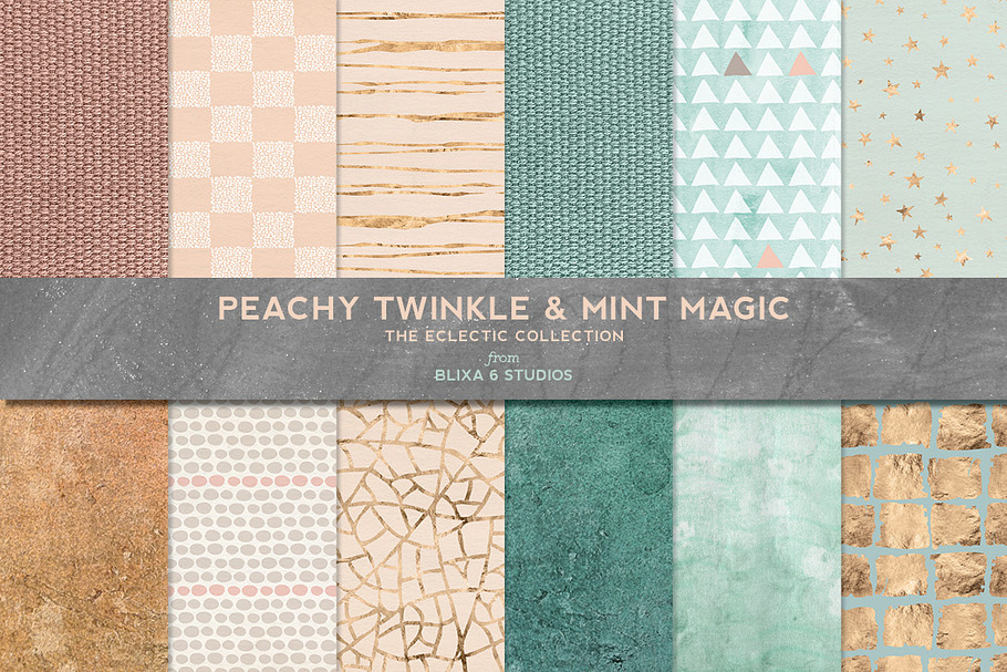 Peachy Mint Gold & Textured Patterns in Patterns - product preview 8