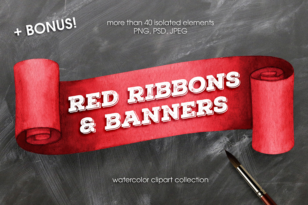Red ribbons & banners collection in Illustrations - product preview 8