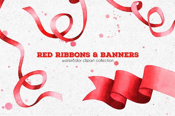 Red ribbons & banners collection in Illustrations - product preview 1