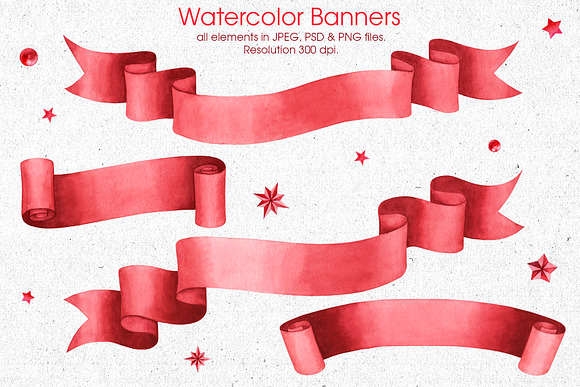 Red ribbons & banners collection in Illustrations - product preview 2