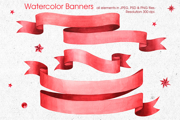Red ribbons & banners collection in Illustrations - product preview 3
