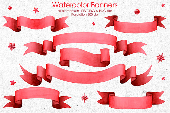 Red ribbons & banners collection in Illustrations - product preview 4