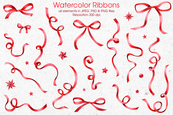 Red ribbons & banners collection in Illustrations - product preview 5
