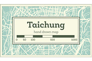 Taichung Taiwan City Map in Retro