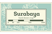 Surabaya Indonesia City Map in Retro