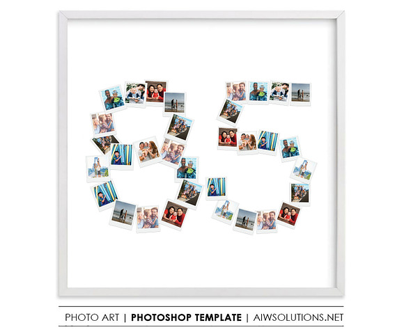 Number 85 Photo Collage Template in Stationery Templates - product preview 1