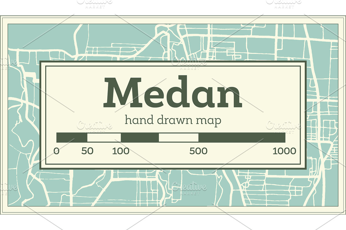 Medan Indonesia City Map in Retro in Illustrations - product preview 8