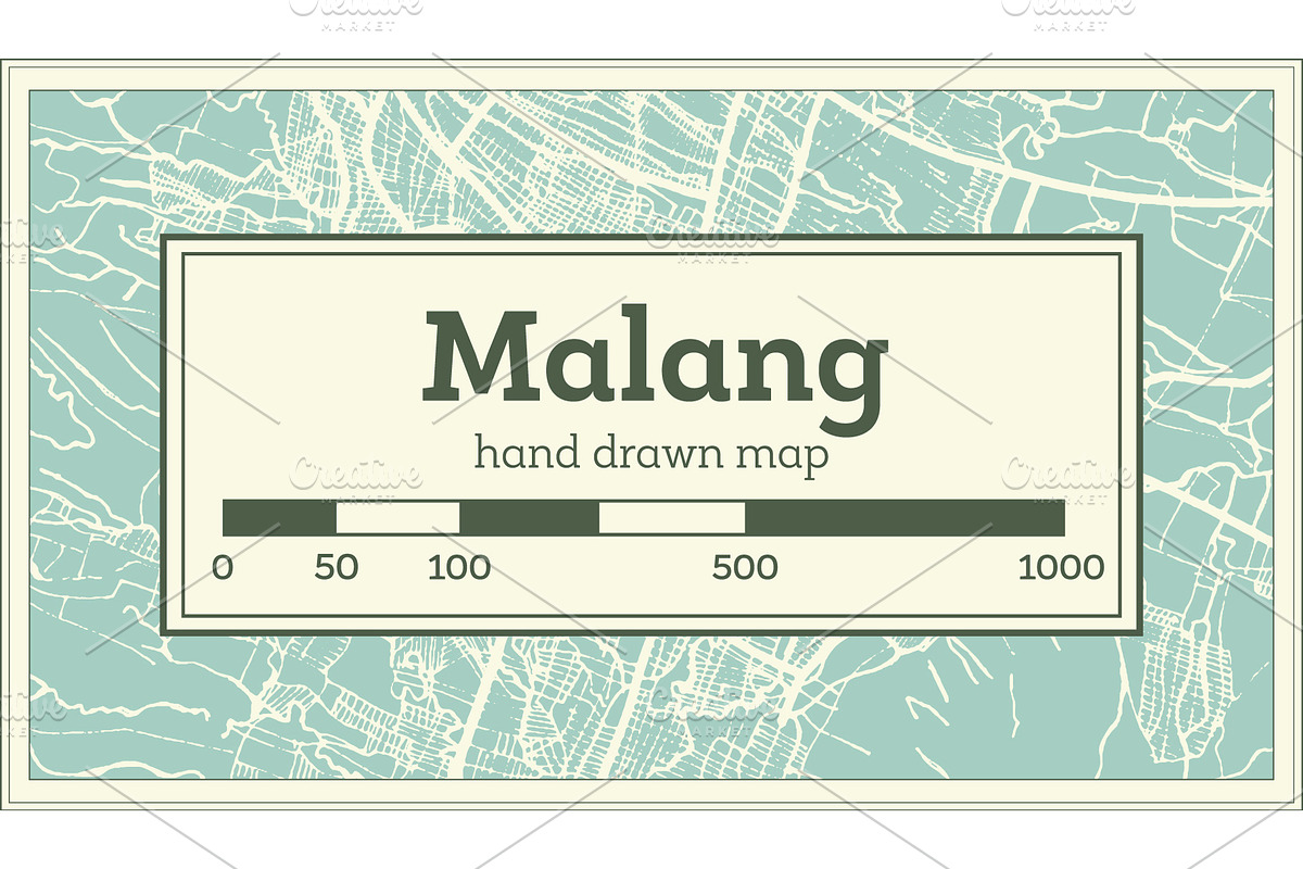Malang Indonesia City Map in Retro in Illustrations - product preview 8
