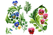 Ornament with violas Watercolor png