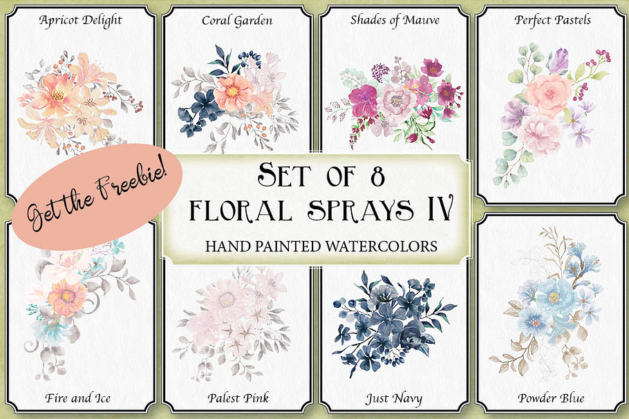 Set of 8 watercolor sprays IV