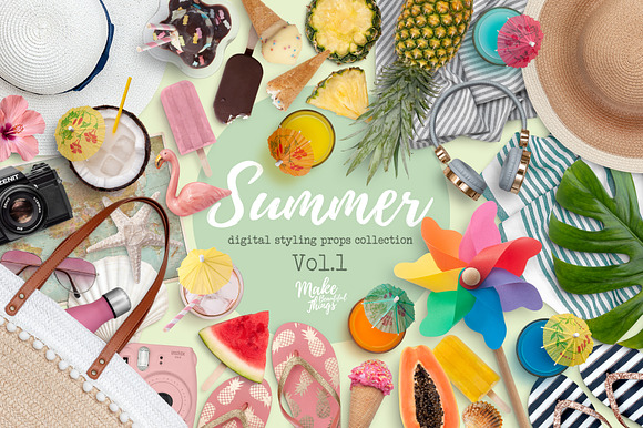 Summer digital styling props V.1 in Scene Creator Mockups - product preview 1