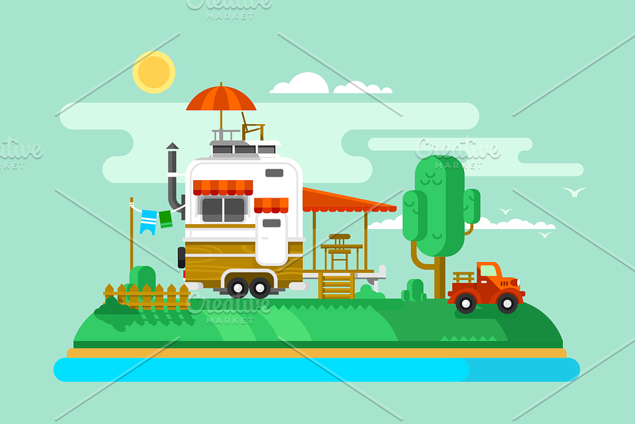 Vacation trailer in Illustrations - product preview 8