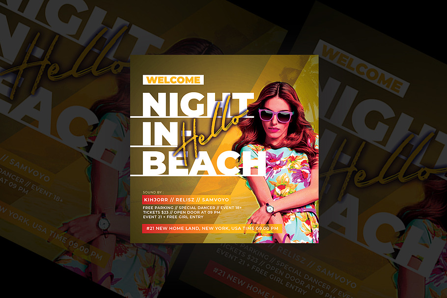 Night In Beach Party Flyer in Flyer Templates - product preview 8