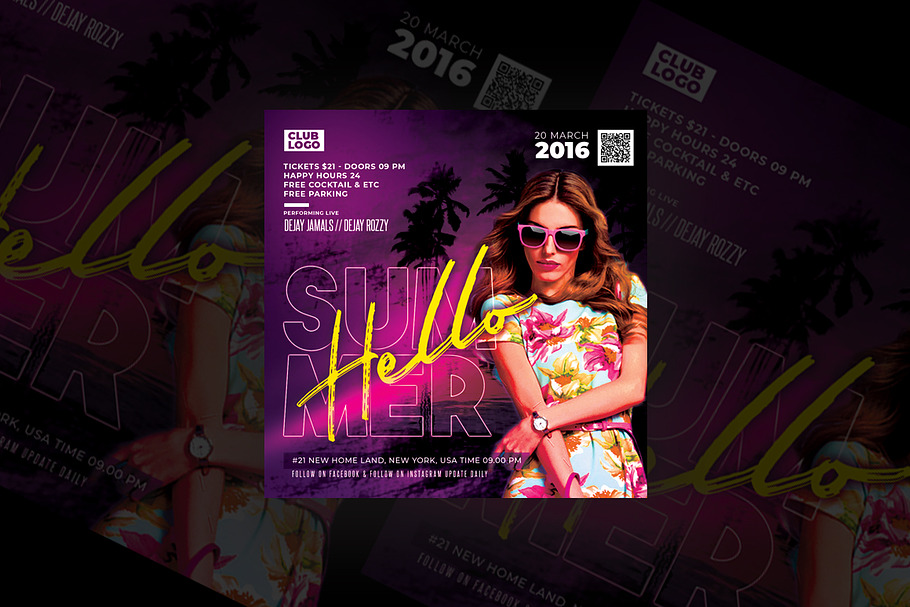 Hello Summer Party Flyer in Flyer Templates - product preview 8