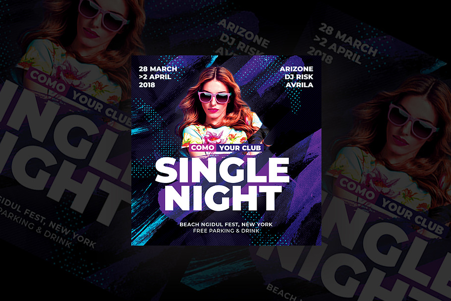 Single Night Party Flyer in Flyer Templates - product preview 8