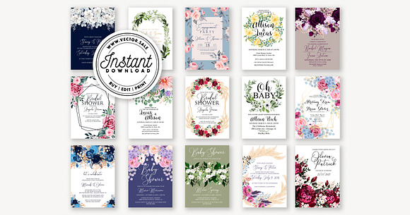 Wedding invite rose VECTOR.SALE in Wedding Templates - product preview 6