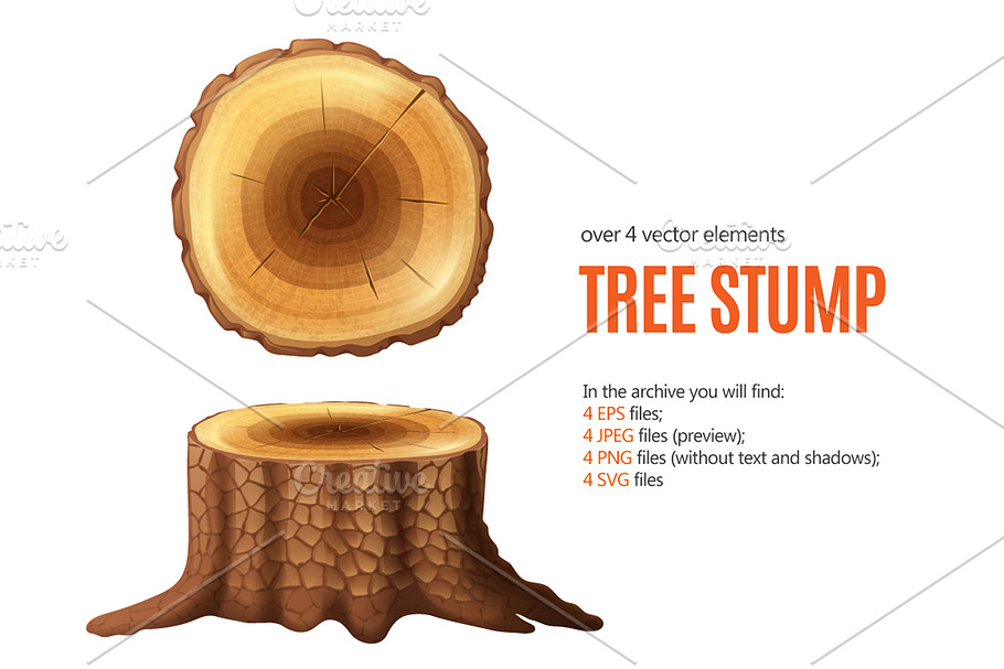 Tree Stump Set in Illustrations - product preview 8