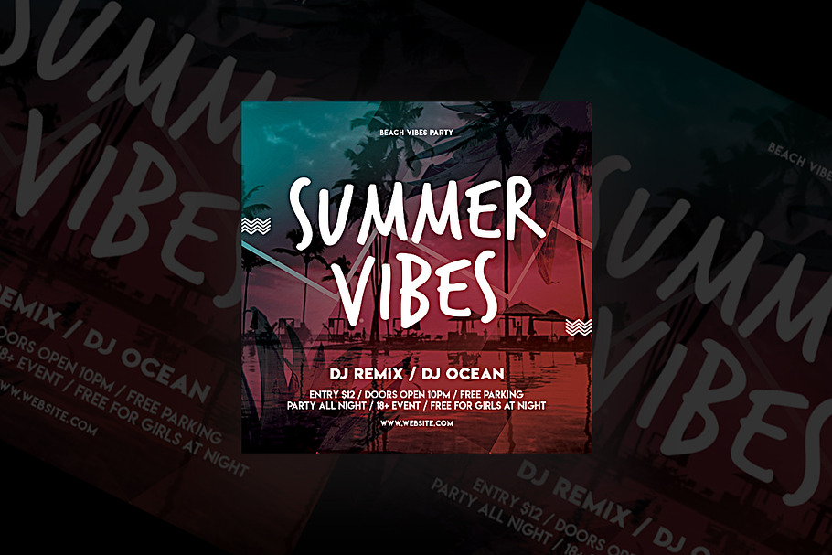 Summer Vibes Party Flyer in Flyer Templates - product preview 8
