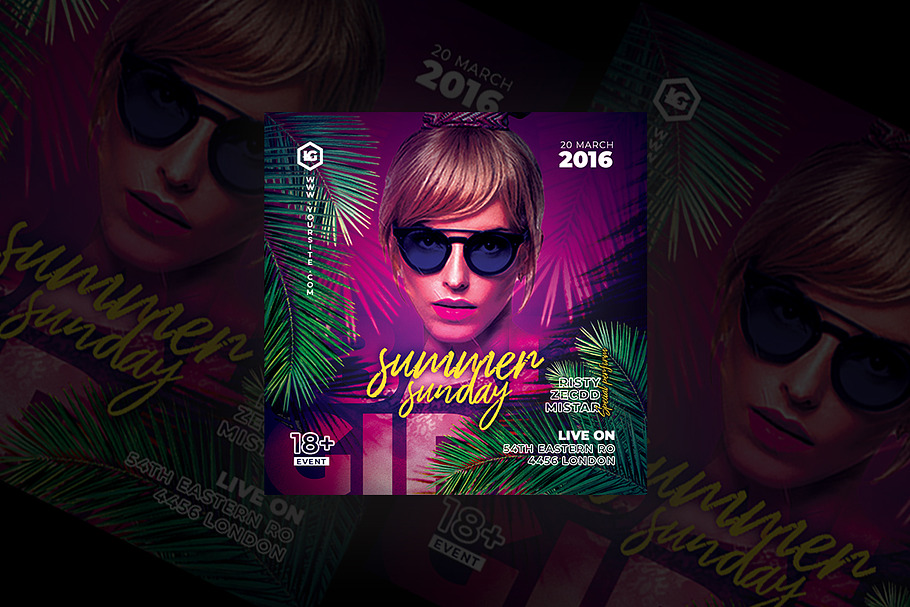Summer Sunday Party Flyer in Flyer Templates - product preview 8