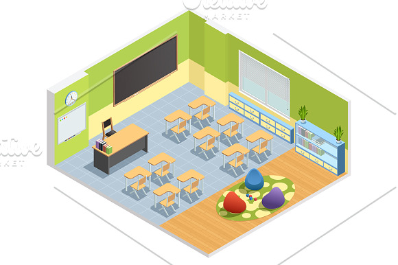 Classroom Isometric Set in Illustrations - product preview 1